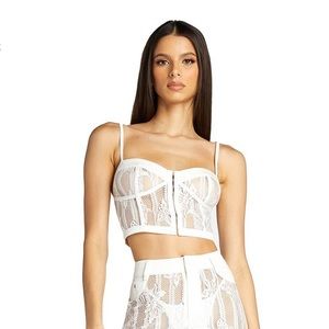I Am Gia Yves White Butterfly Bustier Top